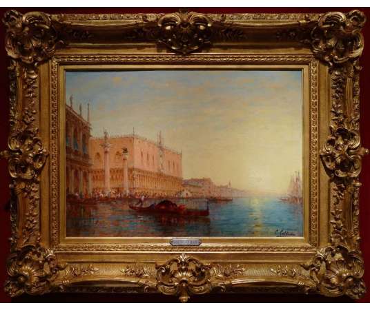 Calderon Charles Clement Painting Venice The Basin Of Saint Mark Sunny Oil Signed Canvas - Marine Paintings
