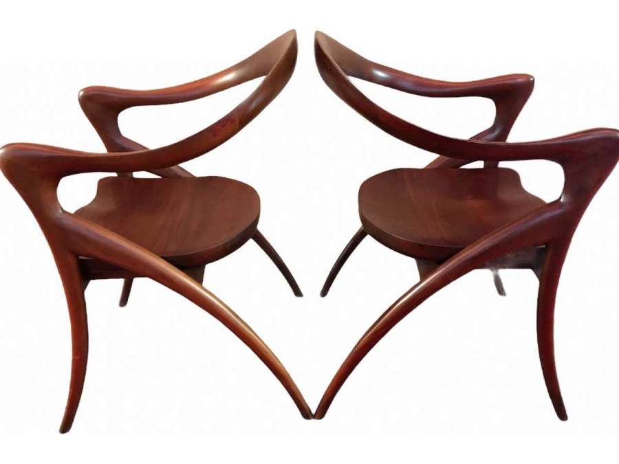 Pair Of Mahogany Armchairs By Olivier De Schrijver Ode To The Woman