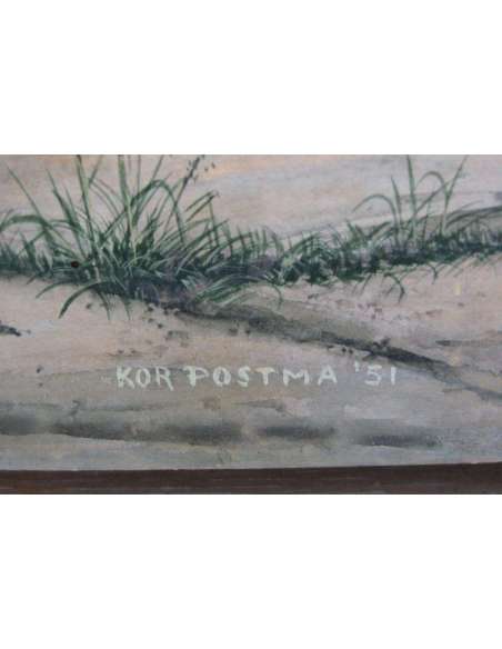 Postma Cornelius Ou Kornelis (né En 1903) école Hollandaise-Tableau Surréalistedaté 1951 - Tableaux autre genre-Bozaart