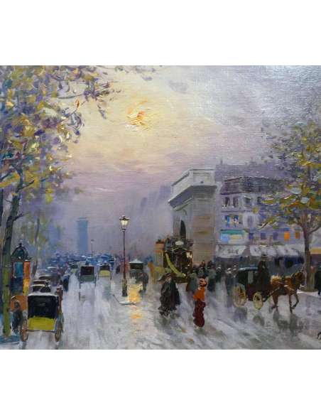 Pavil Elie Anatole Painting View Of Paris The Grands Boulevards Oil On Canvas Signed - Landscape Paintings Pavil Elie Anatole Painting View Of Paris The Grands Boulevards Oil On Canvas Signed - Landscape Paintings-Bozaart