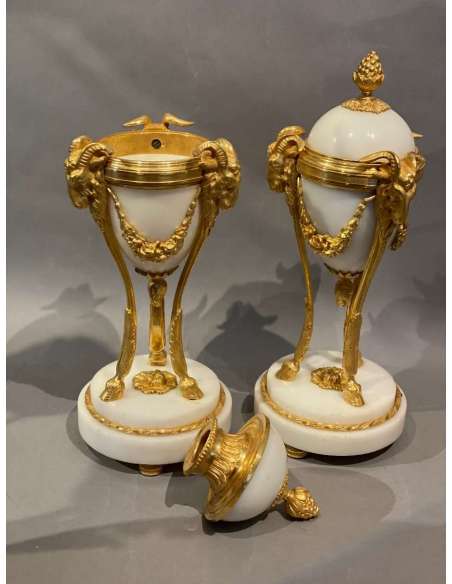 Paire De Cassolettes Louis XVI Reversibles, Bougeoirs - coupes, vasques, cassolettes-Bozaart