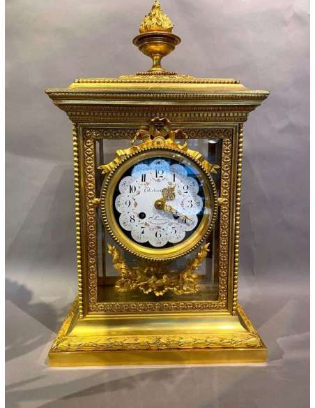 Important Glazed Cage Clock, Louis XVI - antique clocks-Bozaart