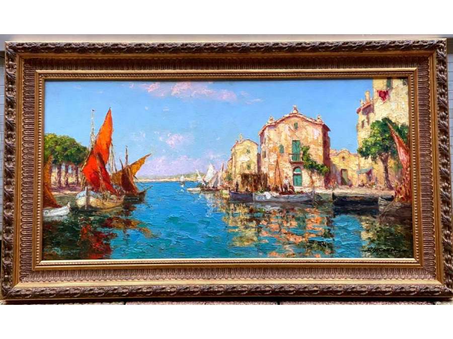 Painting:"the Michel house"in the Martigues, Charles COUSIN - Marine paintings