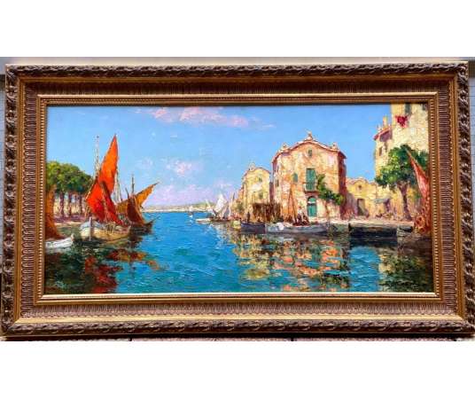 Tableau:"la maison Michel"aux Martigues, Charles COUSIN - Tableaux marine