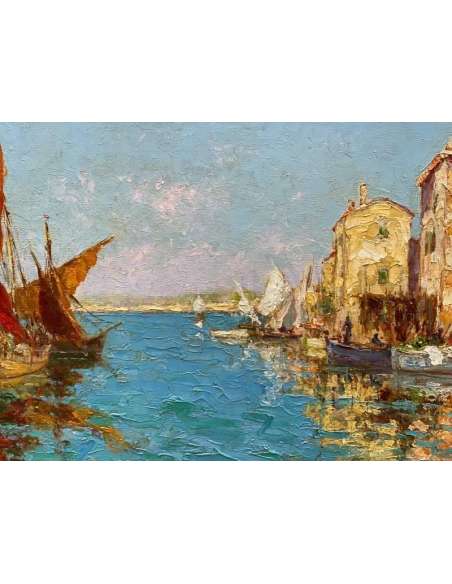 Painting:"the Michel house"in the Martigues, Charles COUSIN - Marine paintings-Bozaart