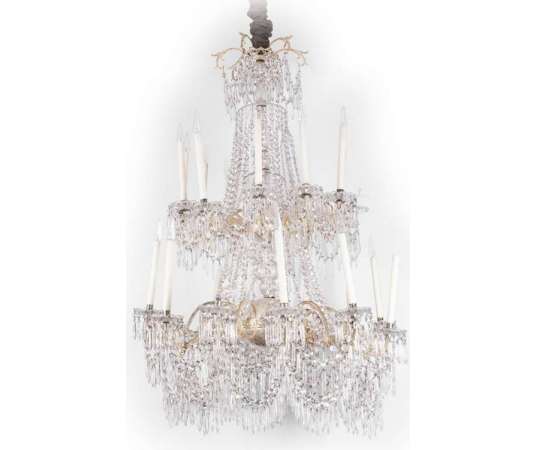 Large Silver Bronze And Crystal Chandelier, Napoleon III Era - LS1959 - chandeliers