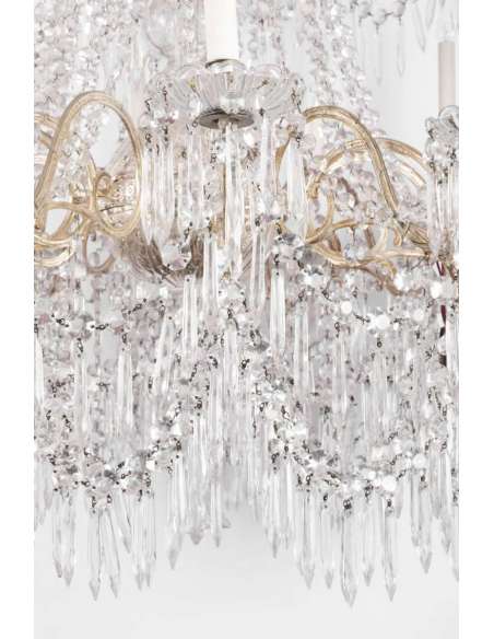 Large Silver Bronze And Crystal Chandelier, Napoleon III Era - LS1959 - chandeliers-Bozaart