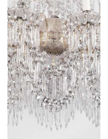 Large Silver Bronze And Crystal Chandelier, Napoleon III Era - LS1959 - chandeliers-Bozaart