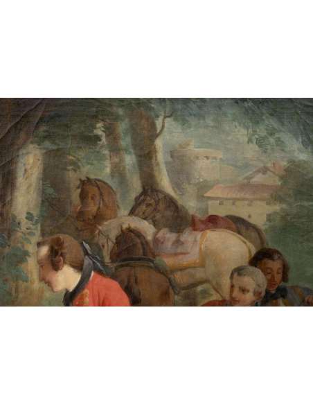 Carle Van Loo, La Halte De Chasse (1737), Huile Sur Toile, XIXème Siècle - LS38515491 - Tableaux scènes de genre-Bozaart