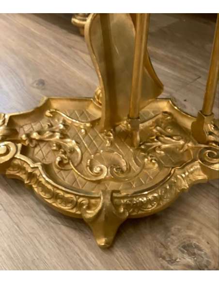 Nécessaire De Cheminée En Bronze Doré Style Louis XV Louis XVI - chenets, accessoires de cheminée-Bozaart