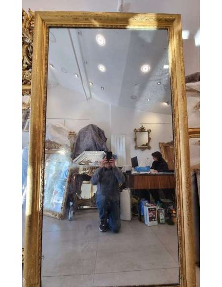 Très grand miroir doré Louis Philippe de cheminée 116*212cm - miroirs de cheminée-Bozaart