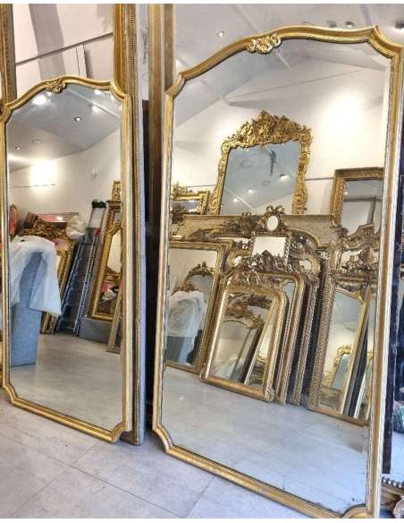 Paire de 4 très grands et larges miroirs dorés XIX Siècles 120*215cm - miroirs de cheminée-Bozaart