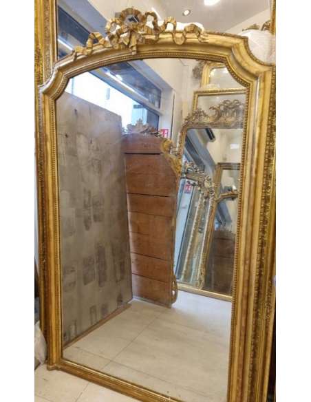 Très grand miroir doré Louis Philippe de cheminée 125*205cm - miroirs de cheminée-Bozaart