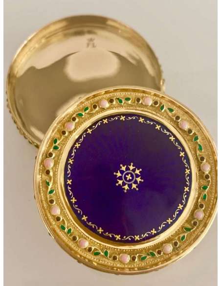 Round Gold And Enamel Box - boxes, cases, necessities, boxes-Bozaart