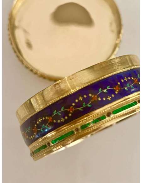 Round Gold And Enamel Box - boxes, cases, necessities, boxes-Bozaart