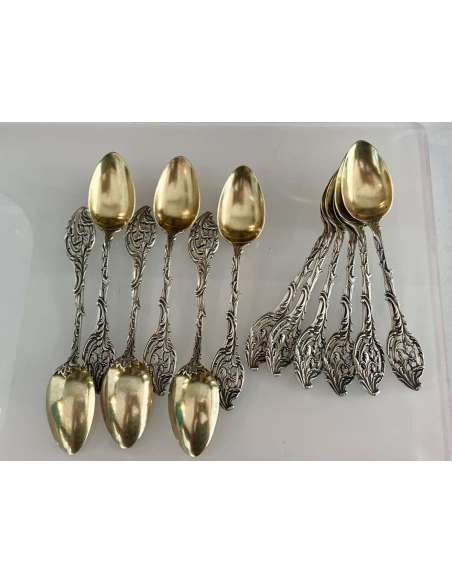 Art Nouveau Silver Coffee Spoons - cutlery, household-Bozaart