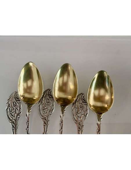 Art Nouveau Silver Coffee Spoons - cutlery, household-Bozaart