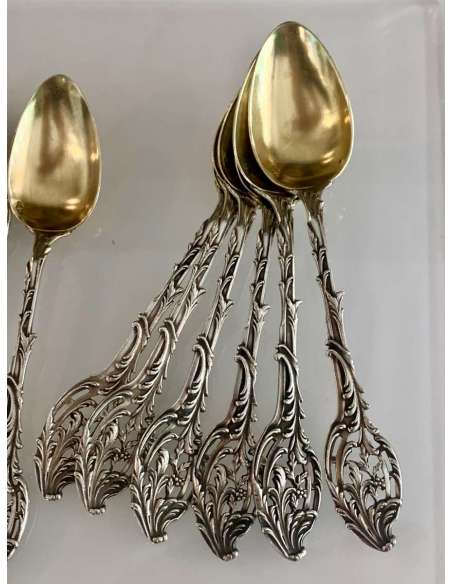 Art Nouveau Silver Coffee Spoons - cutlery, household-Bozaart