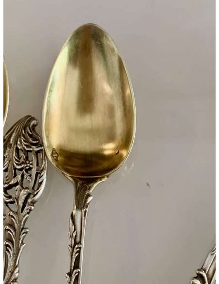 Art Nouveau Silver Coffee Spoons - cutlery, household-Bozaart