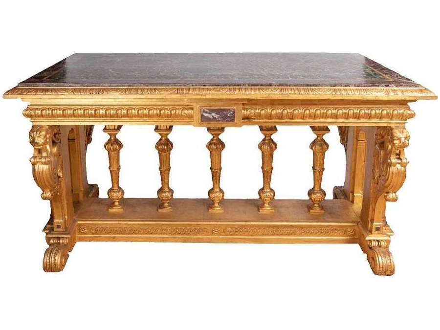 Wooden table of renaissance style. 19th century