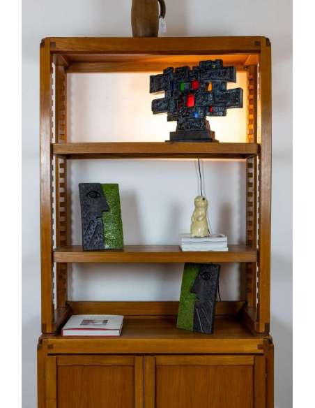 Pierre Chapo, Bookcase-Elm Shelves, 1960s, LS51182103A - bookcases-Bozaart