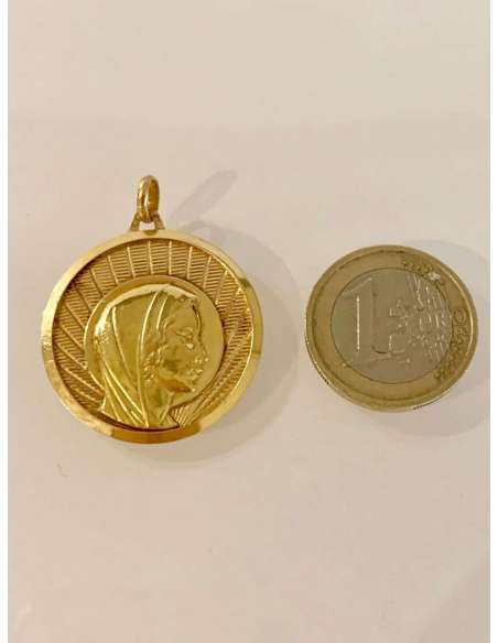 Importante Médaille Religieuse Au Profil De La Vierge - Pendentifs - médaillons-Bozaart