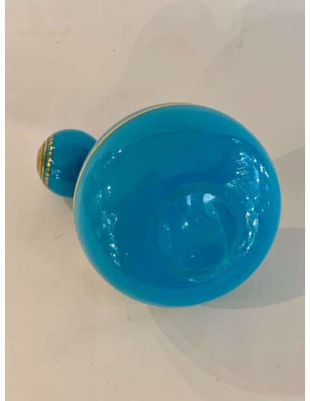 Flacon En Opaline Turquoise Desvignes - Opalines, verres émaillés-Bozaart