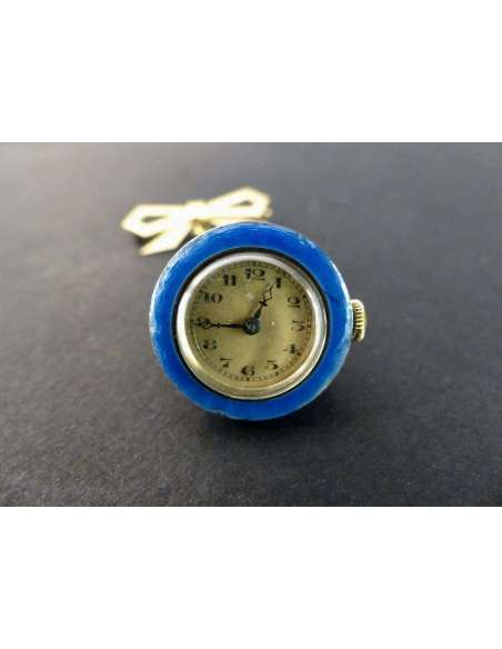 Chatelaine Gold Vermeil enamel Art Deco period Watch - antique watches-Bozaart