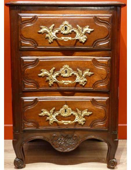 Small Chest Of Drawers With Three Drawers In Walnut And Oak 18th Century - Dressers-Bozaart