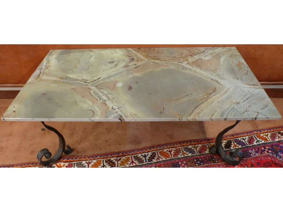 Green Turtle Marble Art Deco Table