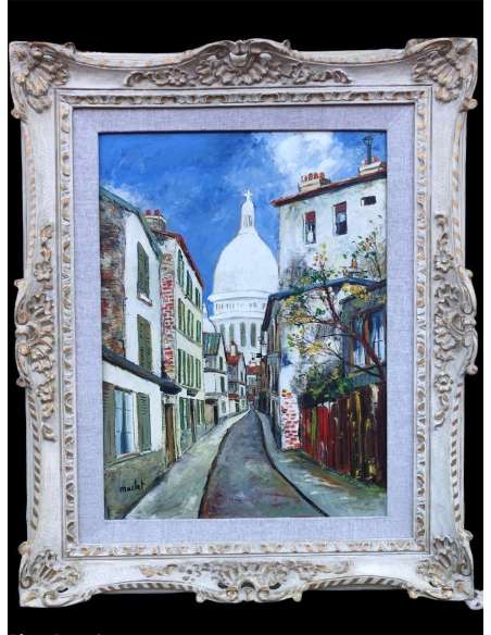 Maclet Elisée Painting 20th French School Paris View Of Montmartre The Sacred Heart Signed Oil - Landscape Paintings-Bozaart