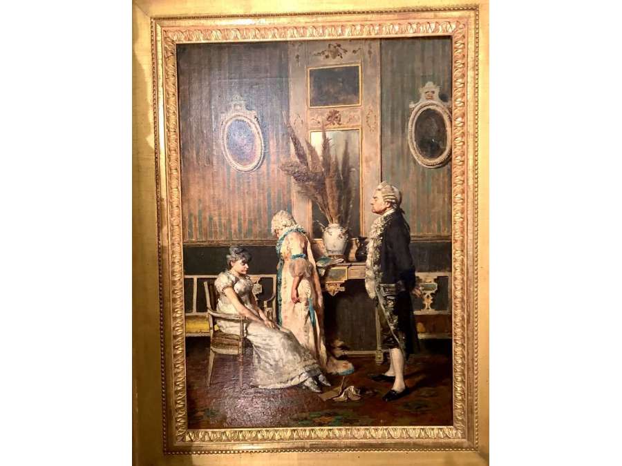 Peinture 19 Eme Siècle «  La Punition «  Par Vincenzo Volpe (1855-1929) - Tableaux scènes de genre