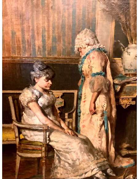 Peinture 19 Eme Siècle «  La Punition «  Par Vincenzo Volpe (1855-1929) - Tableaux scènes de genre-Bozaart