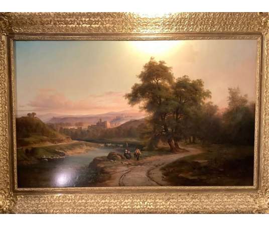 Tableau Par Nicolas Victor Fonville (1805-1856) Paysage Italien - Tableaux paysages