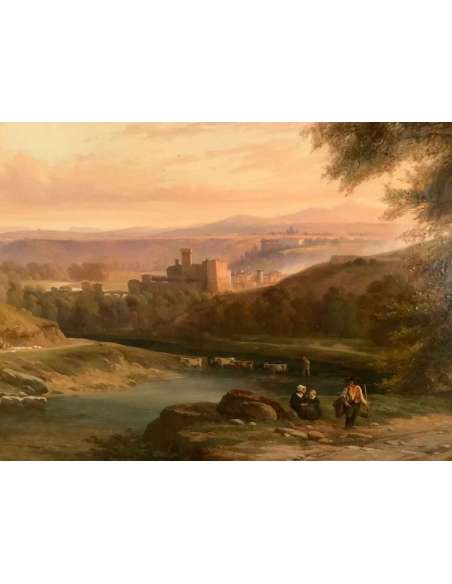 Painting By Nicolas Victor Fonville (1805-1856) Italian Landscape - Landscape Paintings-Bozaart