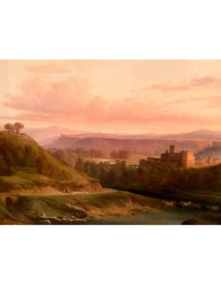Painting By Nicolas Victor Fonville (1805-1856) Italian Landscape - Landscape Paintings-Bozaart