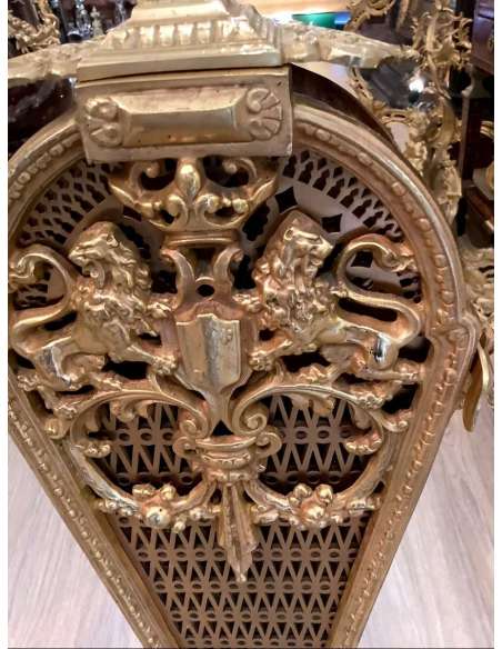 Pare Feu éventail En Bronze Doré De Style Louis XVI - chenets, accessoires de cheminée-Bozaart