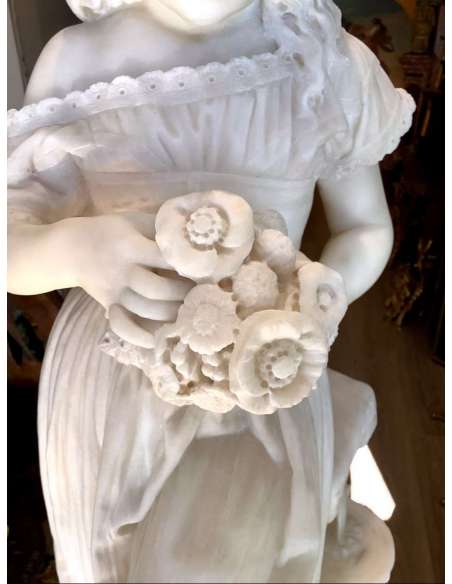 Marble Sculpture "fior De Campo" Late 19th Century - marble and stone sculptures-Bozaart