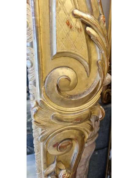 Très grand et large miroir de cheminée style Louis XV en bois doré feuille d'or 148*230cm - miroirs de cheminée-Bozaart