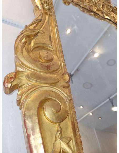 Très grand et large miroir de cheminée style Louis XV en bois doré feuille d'or 148*230cm - miroirs de cheminée-Bozaart