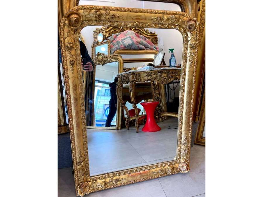 Miroir doré style Charle X 85*115cm - miroirs de cheminée