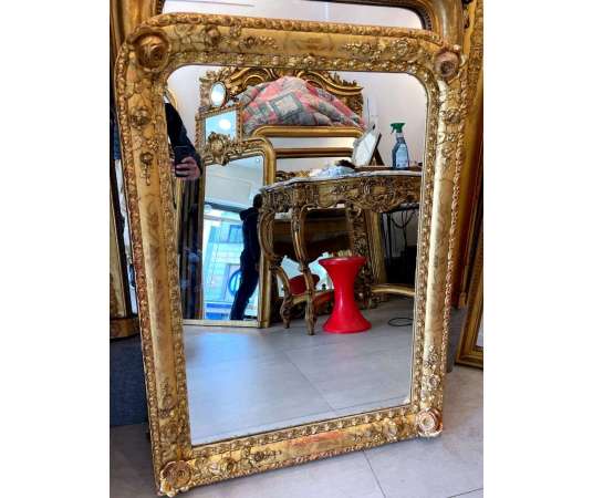 Miroir doré style Charle X 85*115cm - miroirs de cheminée