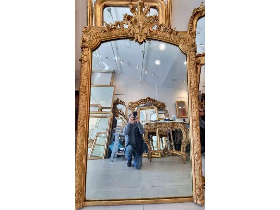 Very large Napoleon III fireplace mirror 130*195cm