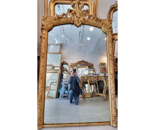 Très grand miroir Napoléon III de cheminée 130*195cm - miroirs de cheminée
