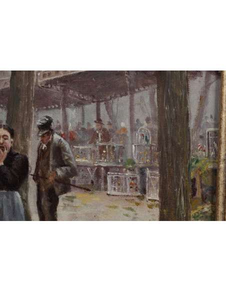 "Le marché aux oiseaux à Paris". huile sur toile de POL NOËL - Tableaux scènes de genre-Bozaart