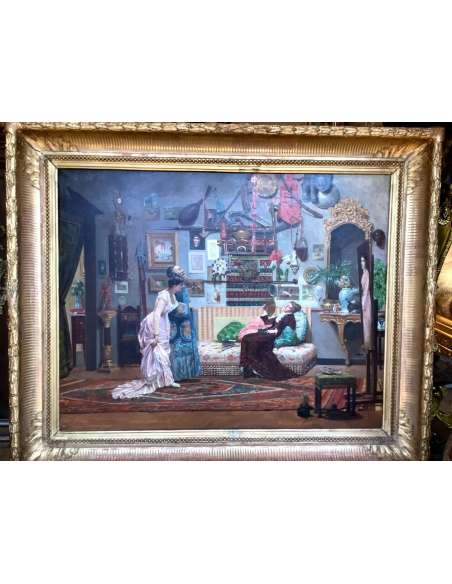 Tableau Par Antoine Vierling (1842-?) :l Atelier De L Artiste 1881 - Tableaux scènes de genre-Bozaart