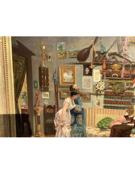 Tableau Par Antoine Vierling (1842-?) :l Atelier De L Artiste 1881 - Tableaux scènes de genre-Bozaart