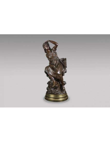 The Mussel Collector Bronze Sculpture By Mathurin Moreau (1822-1912) - Ancient Bronzes-Bozaart