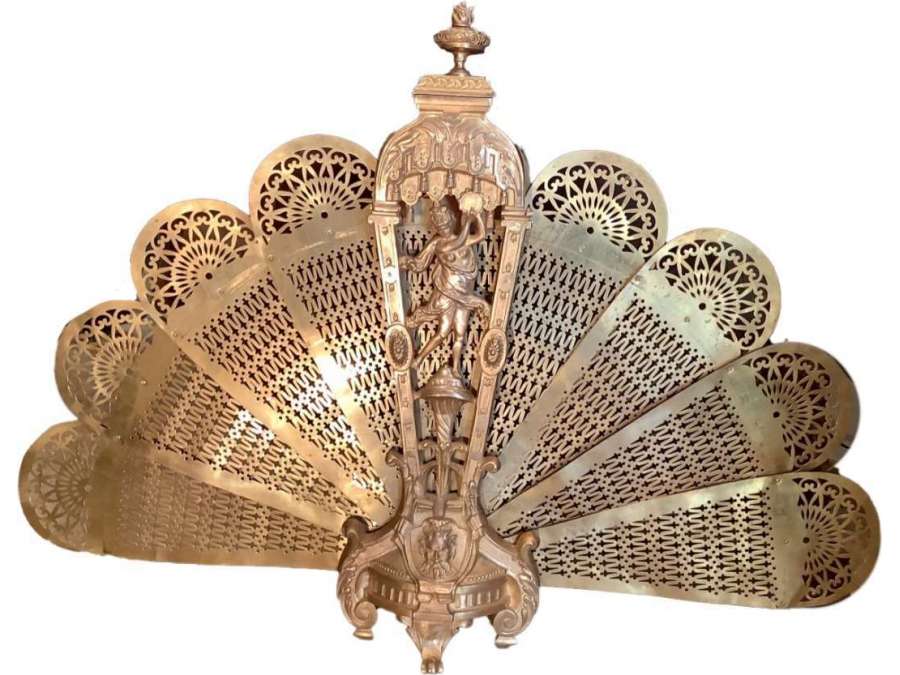 Louis XVI Style Gilded Bronze Fire Screen - chenets, fireplace accessories