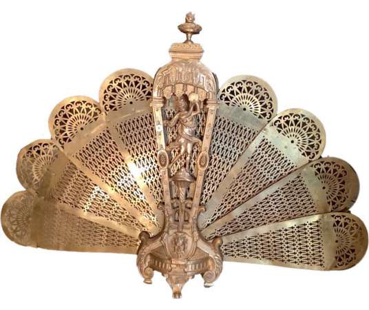 Louis XVI Style Gilded Bronze Fire Screen - chenets, fireplace accessories